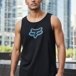 Fox Black Vintage Faded‎ Wash Regular Fit Premium Fox Head Logo Tank Top